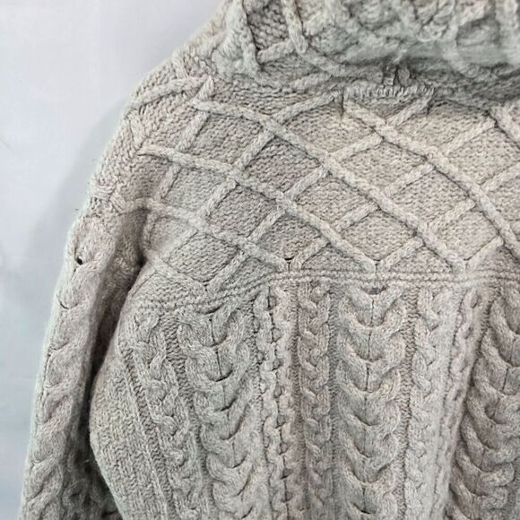 Aran Crafts Wool Sweater Womens Large Cardigan Hooded Oversized Fisherman Vtg - Picture 8 of 13